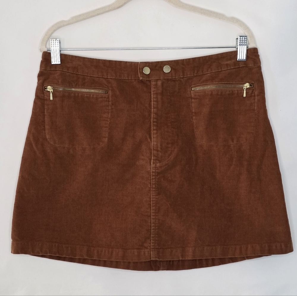 Abercrombie & Fitch Corduroy Mini Skirt Size 10 Cotton Zip Pockets Bratz Preppy